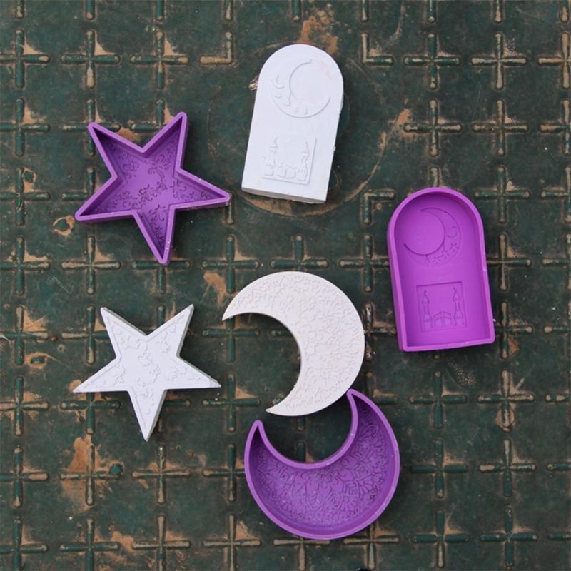 Silicone Molds Moon Candle Molds Handmade DIY Soap Baking Molds Star Shaped Castings Molds Resin Molds for Candle Making