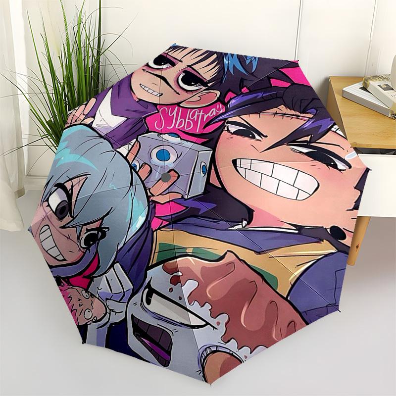 

1pc Outdoor Umbrella with Gorillaz Artwork - Automatic Opening/Closing, Portable 3-Fold Design, 8-Rib Iron Frame - Perfect Gift for Fans, Travele