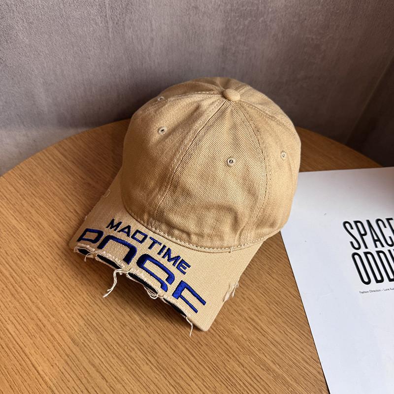 Madtime Letter Embroidery Cotton Cap With Wide Brim Outdoor Sun Gift Protection
