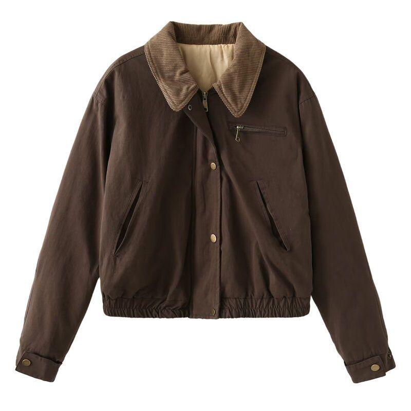 

Fashion Style 2024 New Fall Women s Clothing Stylish Maillard Wear with Cotton Jacket Outwear 4341877 Brown L