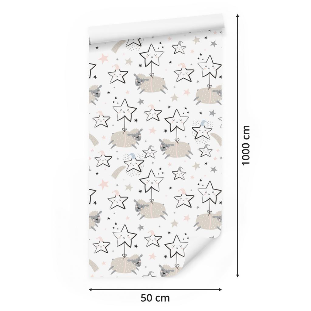 Sheep among the stars wallpaper for living room and bedroom 50x1000