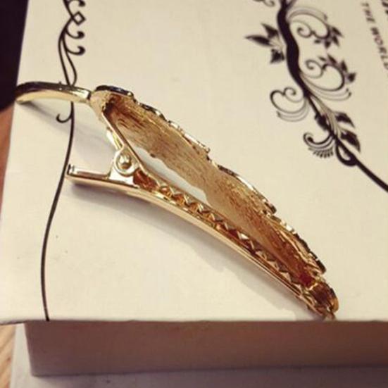Women's Vintage Etched Leaf Feather Hair Clip Elegant Hairpin Hair Barrette