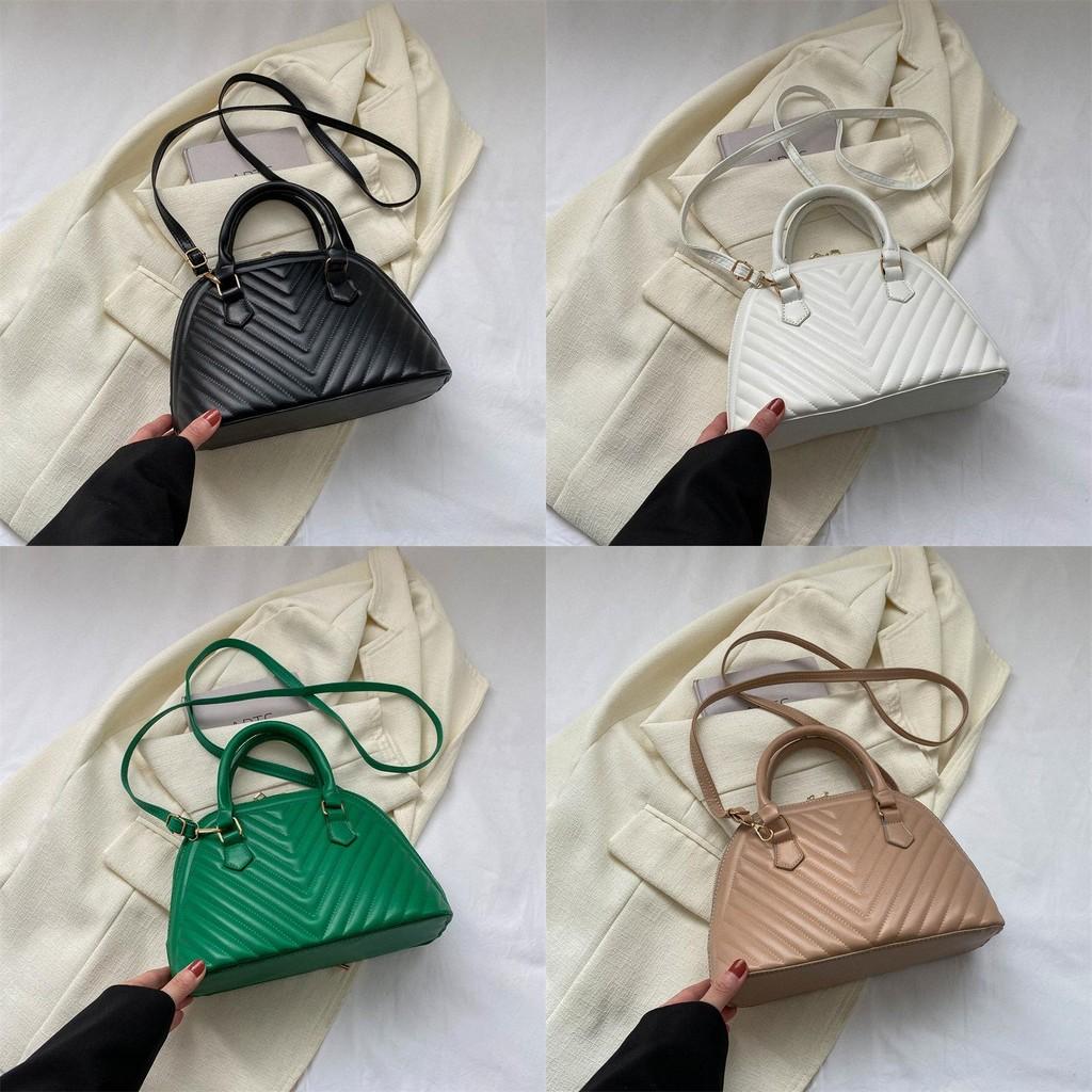 Trendy Fashionable Shell Bag For Women In Black White Green Khaki And Rose Red