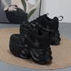 Fashion 12CM Microfiber Leather Chunky Sneaker Loafer Spring Autumn Platform Wedge Vulcanize Vulcanize High Bran Women Shoes 34-39