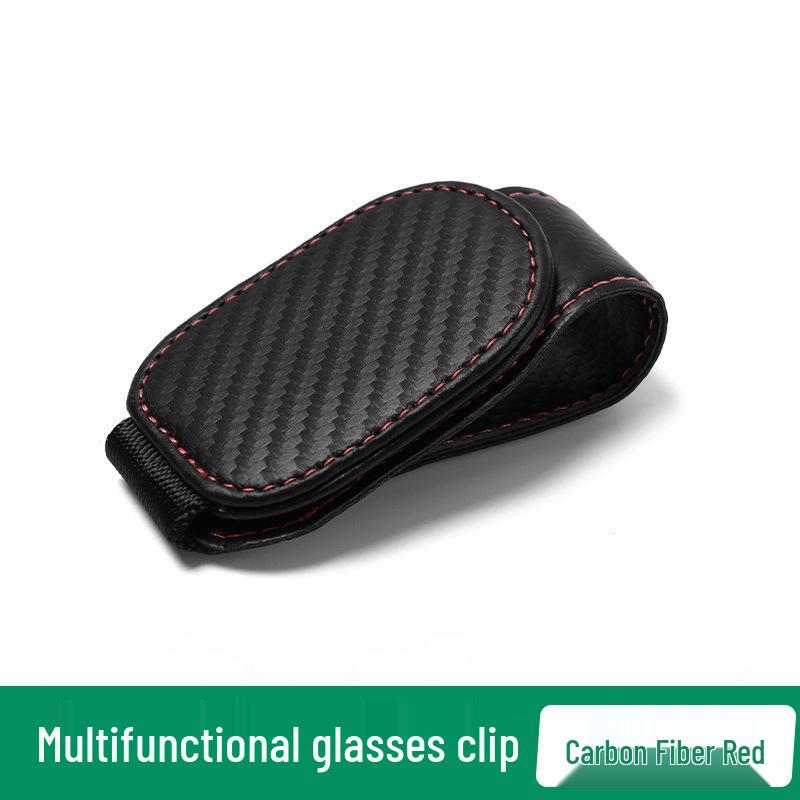 Multi-Function Leather Car Visor Storage Clip for Sunglasses and Cards