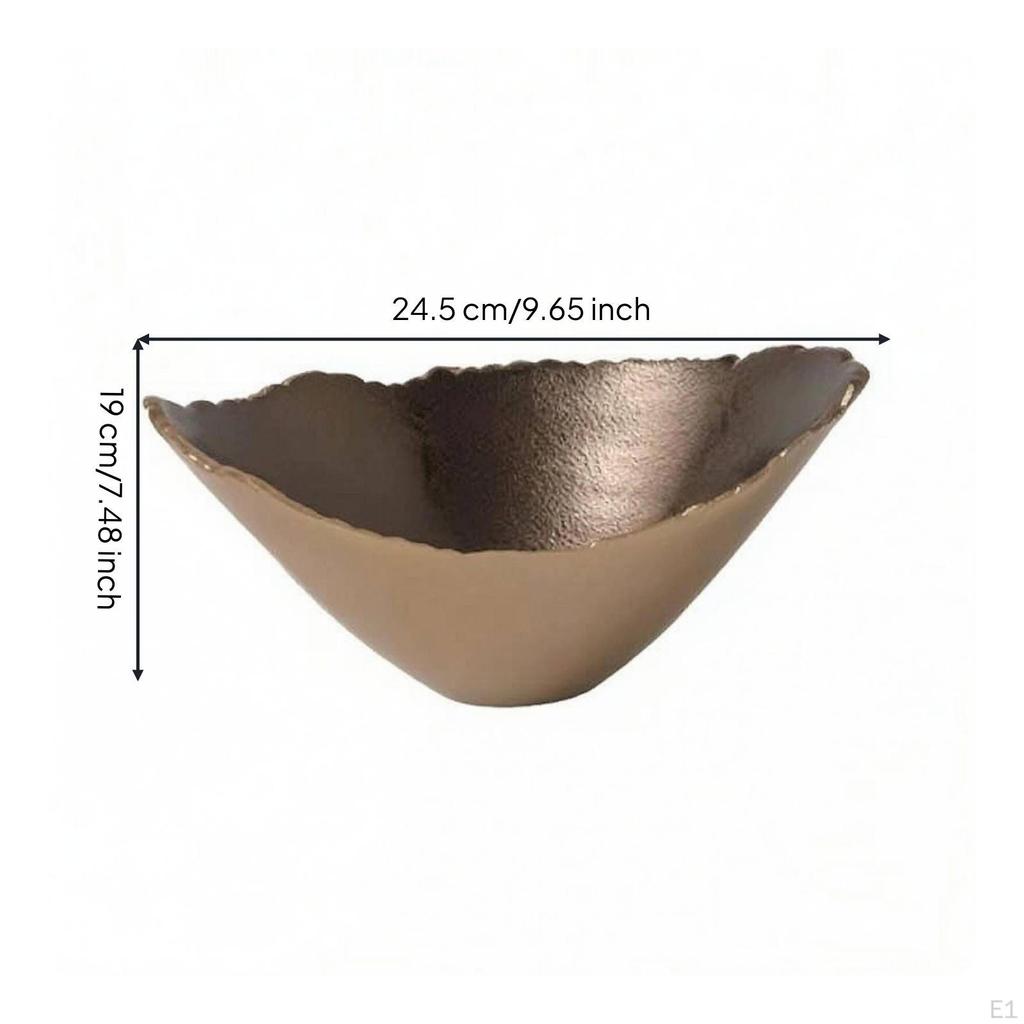 Hammered Metal Bowl Lustrous Finish BrokenEdge Decorative Display