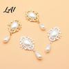 Sparkling Rhinestone Flatbacks for Clothing Decoration Pearl Charms Faux 2Pcs Oval 56x25mm Flatback Alloy Brooch Buttons Lightweight Decorative