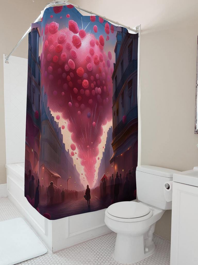 Romantic Rose Fireworks Shower Curtain | Elegant Bathroom Decor