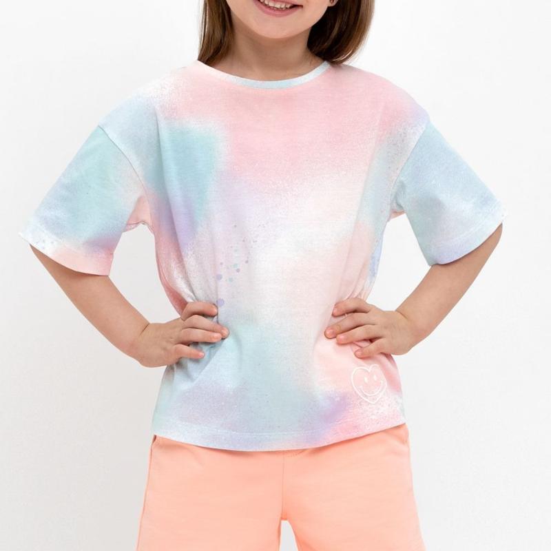 Children's Cartoon Unicorn Print Cute Tie Dye Multi-color T-shirts Girls Fashionable Soft Comfortable T-shirt