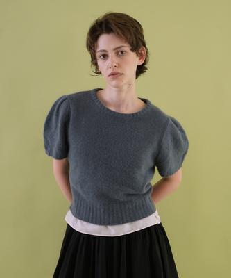 WITHOUT SUMMER Puff Raccoon Half Knit_Dusty Blue