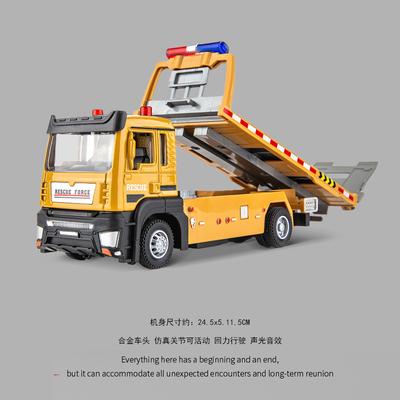 Grande Jouet Véhicule de Construction en Alliage pour Enfants Remorque Plate de Secours Routier Garçon 3 Ans 6 Transporteur de Voitures pour Bébé