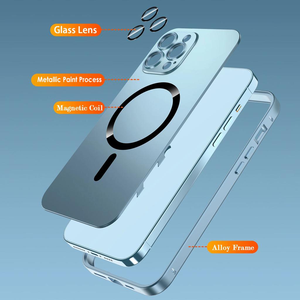 Luxurious Aluminium Magnetic Phone Case For For Iphone 12 13 14 1 16 17 Pro Max Plus 17 Air Lens Glass Protective Metal Phone Cover