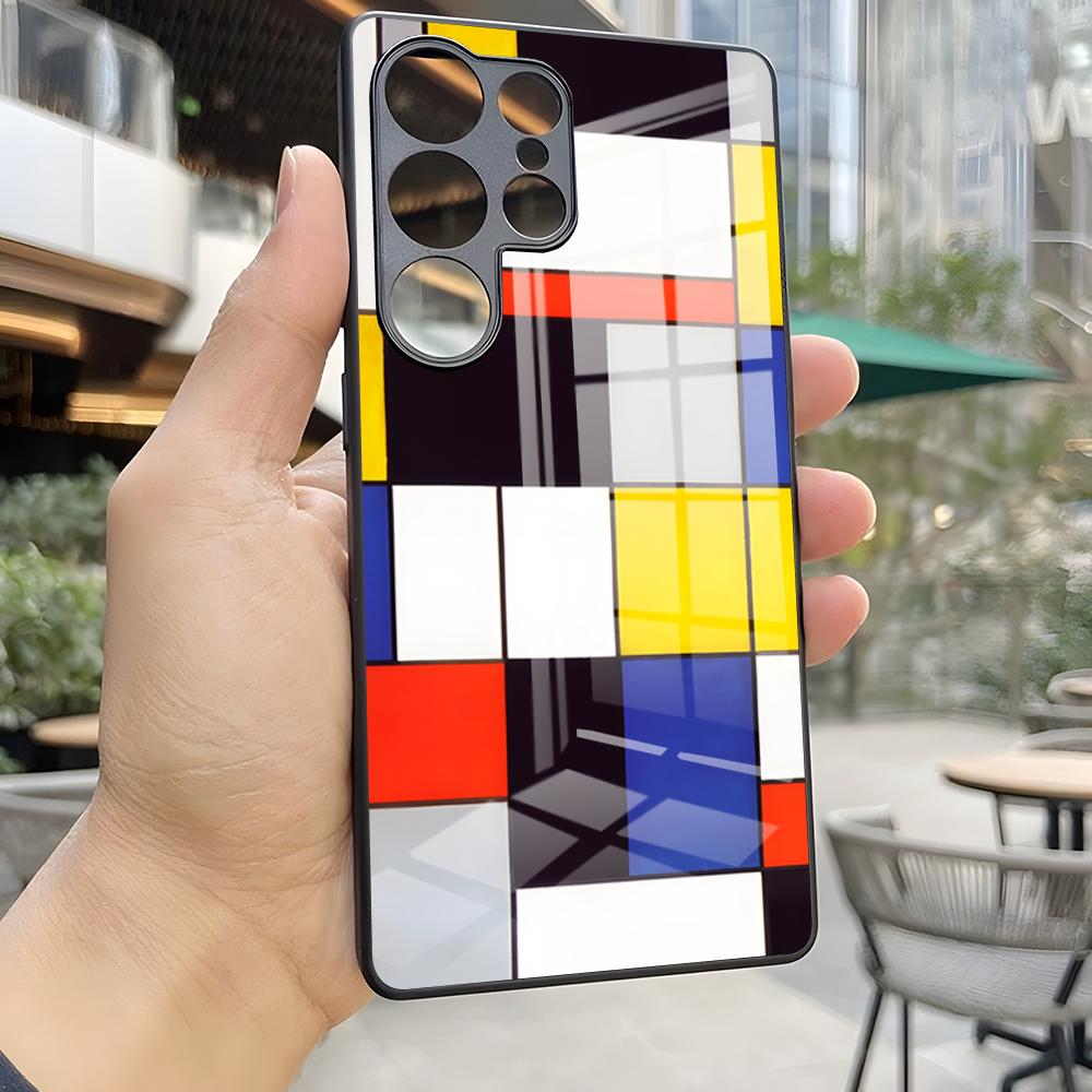 

M-Mondrians Phone Case For S25 Ultra Samsung S26 S24 Fe S22 S20 S23 21 Plus A54 A34 A53 A16 Glass Cover Samsung s22ultra