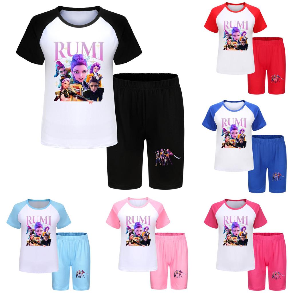 Set Sportivo Estivo Kpop Demon Hunters per Bambini in Tessuto di Cotone per Bambini Attivi
