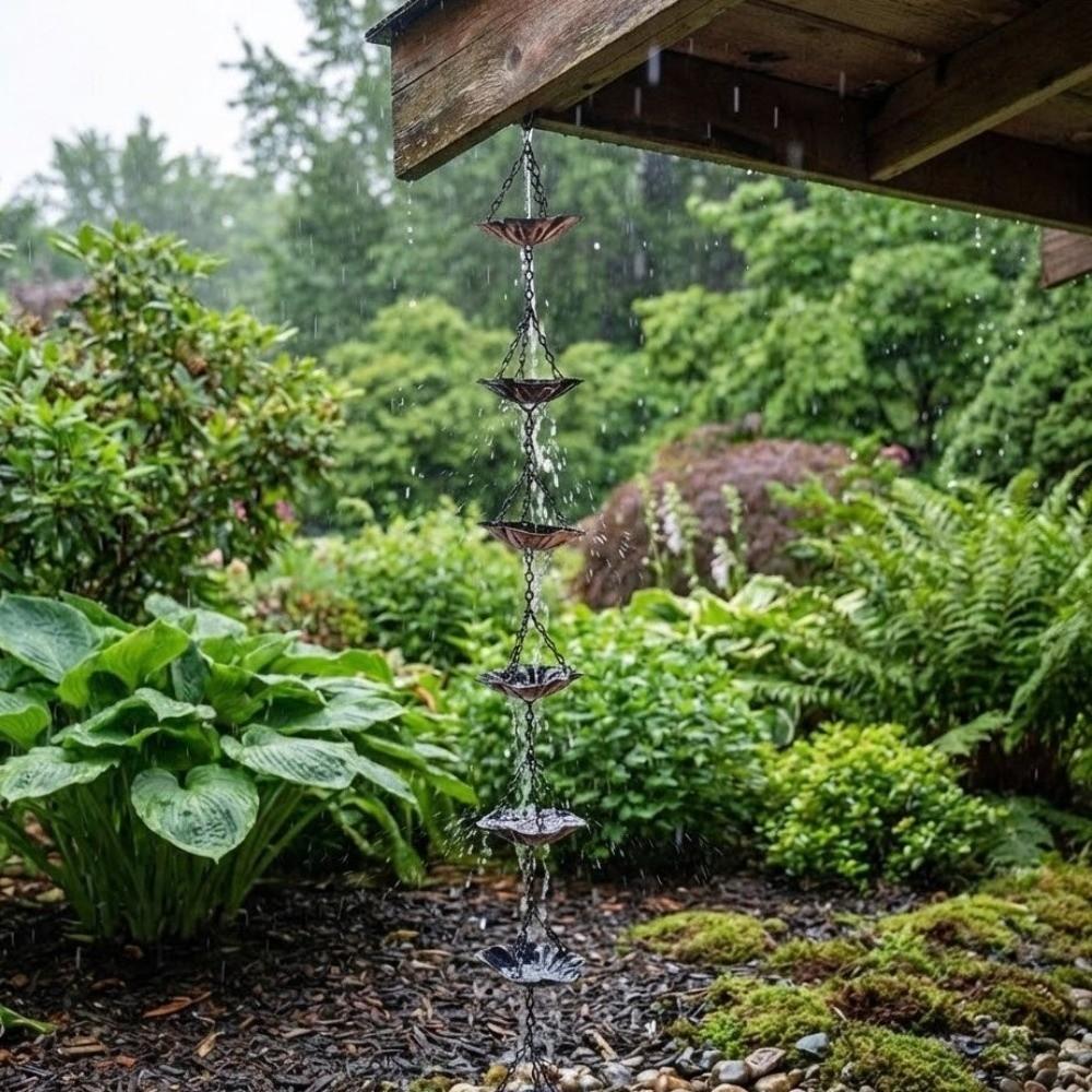 Japanese Style Rain Chain for Gutters 7 Cups Eaves Water Drainage Chain Outdoor Garden