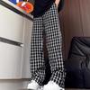 American Retro Plaid Pants Men's Summer Thin Relaxed Lazy Casual Pants Loose Slightly Wide-leg Sweatpants