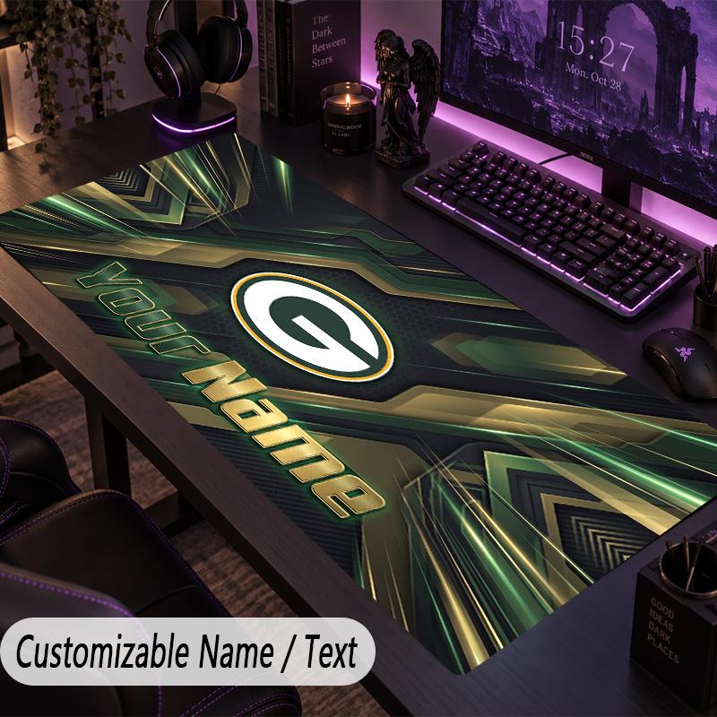 Large Mouse PadGreen Bay Packers Custom Name Text Personalized Desk Mat Non Slip Gaming Pad