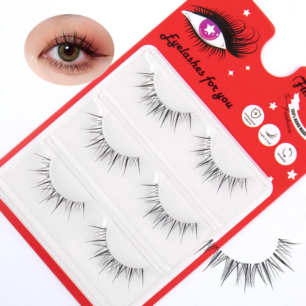 3 Pairs Of Transparent Stem Barbie Comic Eye False Eyelashes Simulation Curled Natural Fairy Lower Eyelashes Eyelashes