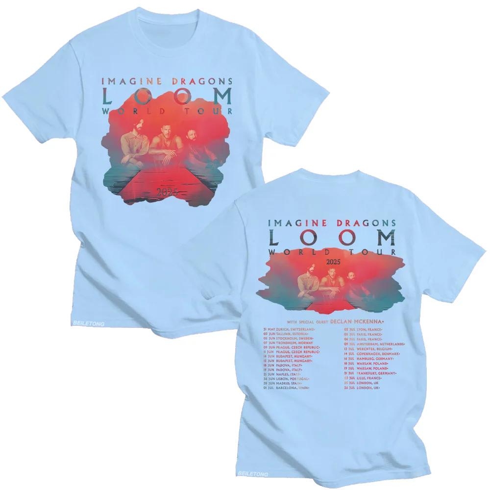 2025 New LOOM Band Print Men's Fashion Hip-hop Retro T-shirt Pure Cotton Loose Short-sleeved Summer Top