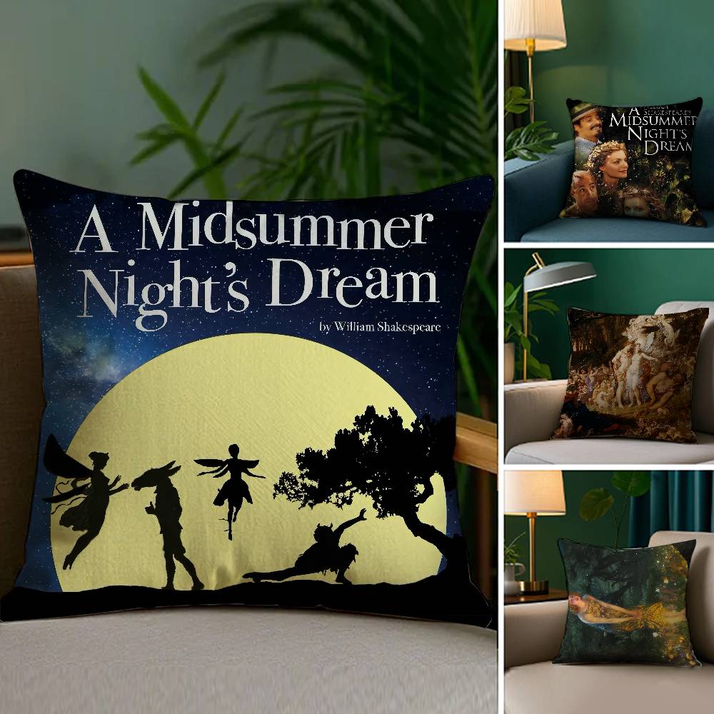 A M-Midsummer Nights Dream Pillow Case Sofa and Living Room Decorative Cushion Covers Dust-proof and Mite-proof Invisible Zipper