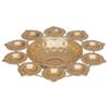 Urli Decorativo de Flor Metálica Dourada Feito à Mão com 10 Diyas | Tigela Urli para Decoração de Casa com Flores Flutuantes | Itens de Decoração de Diwali para Decoração de Casa