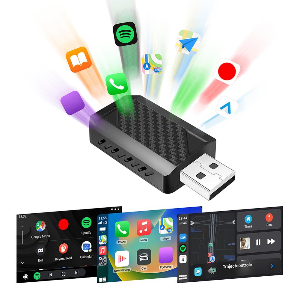 2 in 1 Wireless CarPlay Android Auto Adapter Mini Carplay&Auto Box Dongle Auto Connect for iPhone and Android Factory Wired Cars CHINA