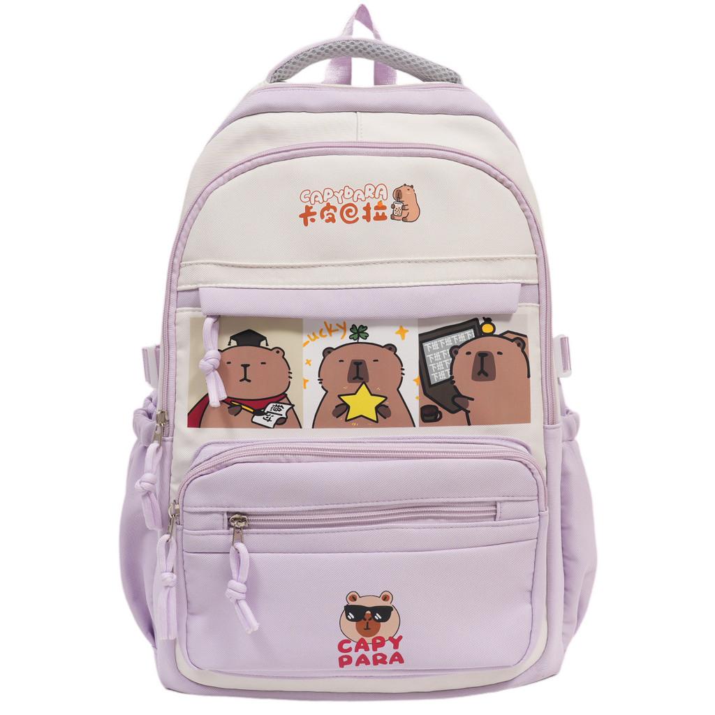 Capacity Kids Large Backpack With Cartoon Capybara Print Designs School For
