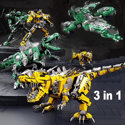 1130 Pcs  3 In 1 Deformation Dinosaur Building Blocks Robot T-Rex Spiny Back Dragon Large Children's Toy Birthday Gifts No Box