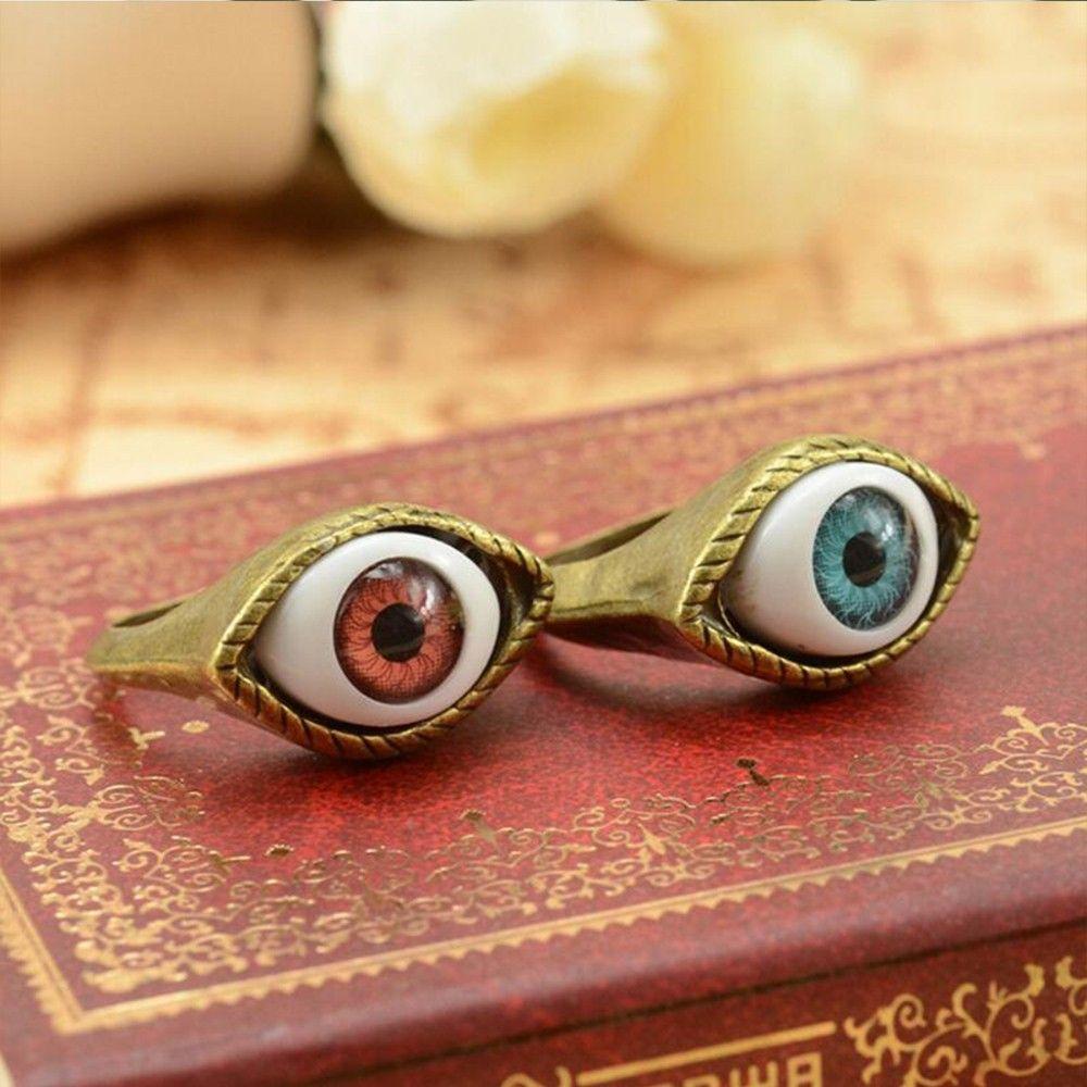 Fashion Retro Exaggerated Gothic Rings Eye Rings Punk Fashion Jewelry Eyes Rings for Men Women