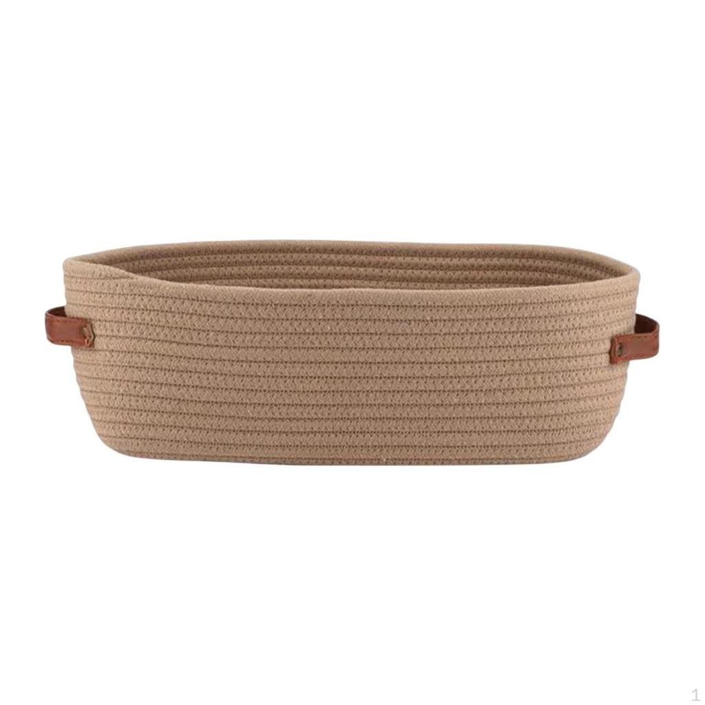 Cotton Rope Woven Basket Bathroom Organizer Bin Modern Sturdy Storage with Handles for
