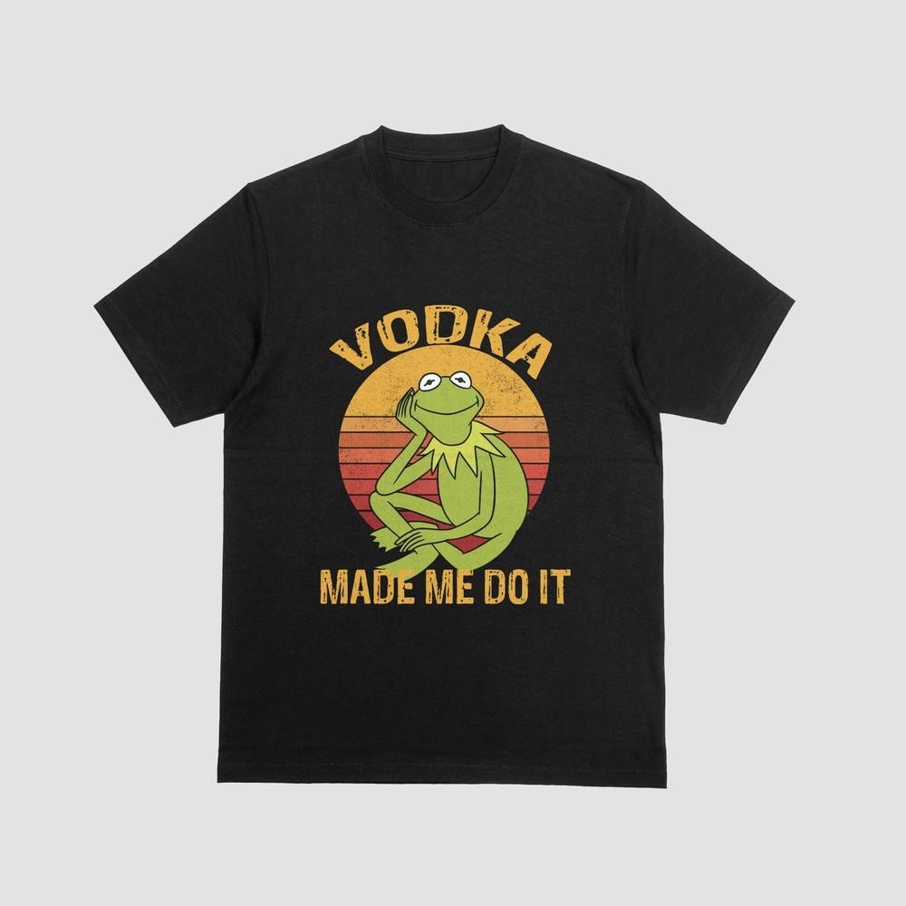

Vodka Made Me Do It Kermit Funny Tshirt Cartoon Retro Alcohol Wine Beer Top 001 3XL