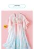 Girls' Long Sleeve Hanfu Performance Dress with Mesh Skirt - Summer Style