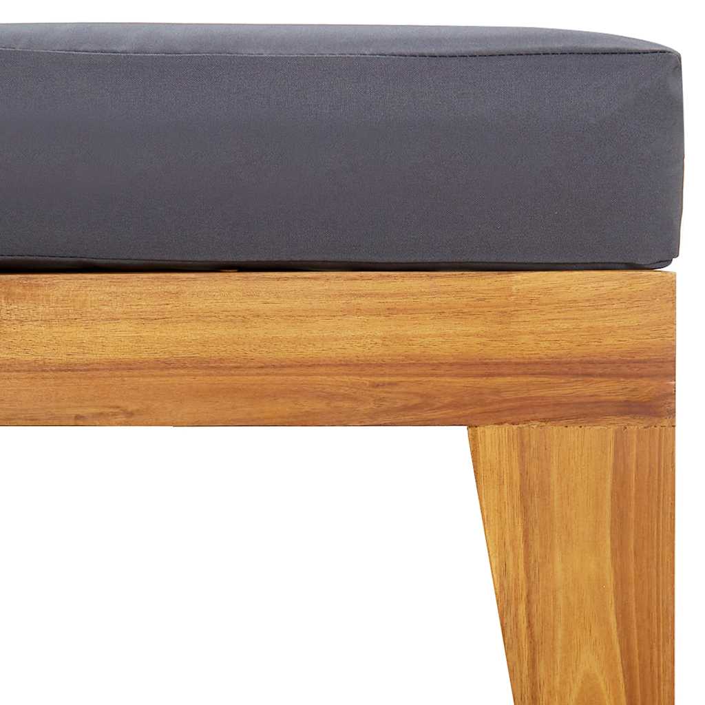 Modular Footstool with Dark Gray Cushion Solid Acacia Wood