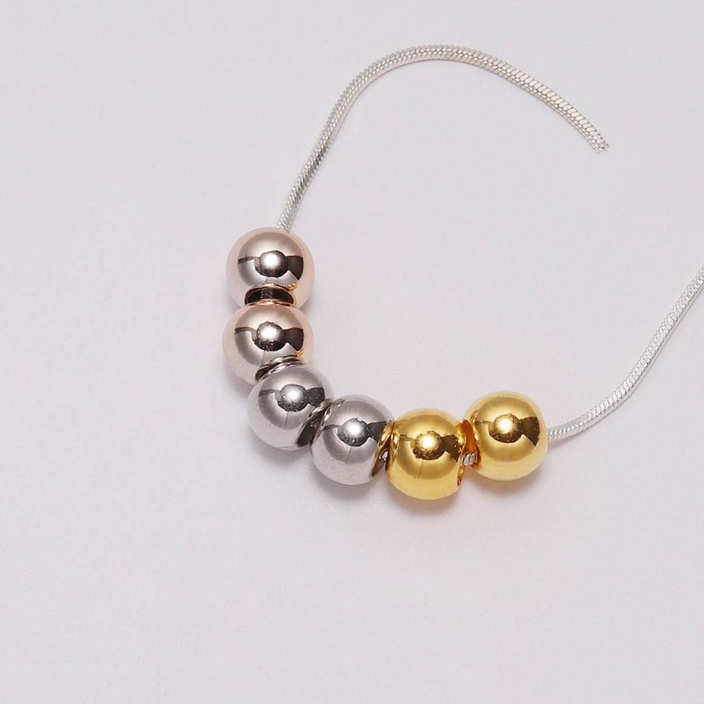 1 Busta Diametro 4 6 8 10 12mm Perline con Foro Grande Colore Oro Rosa Rodio Perline Distanziatrici Per Creazione Gioielli Fai da Te CCB (non metallico) Accessori
