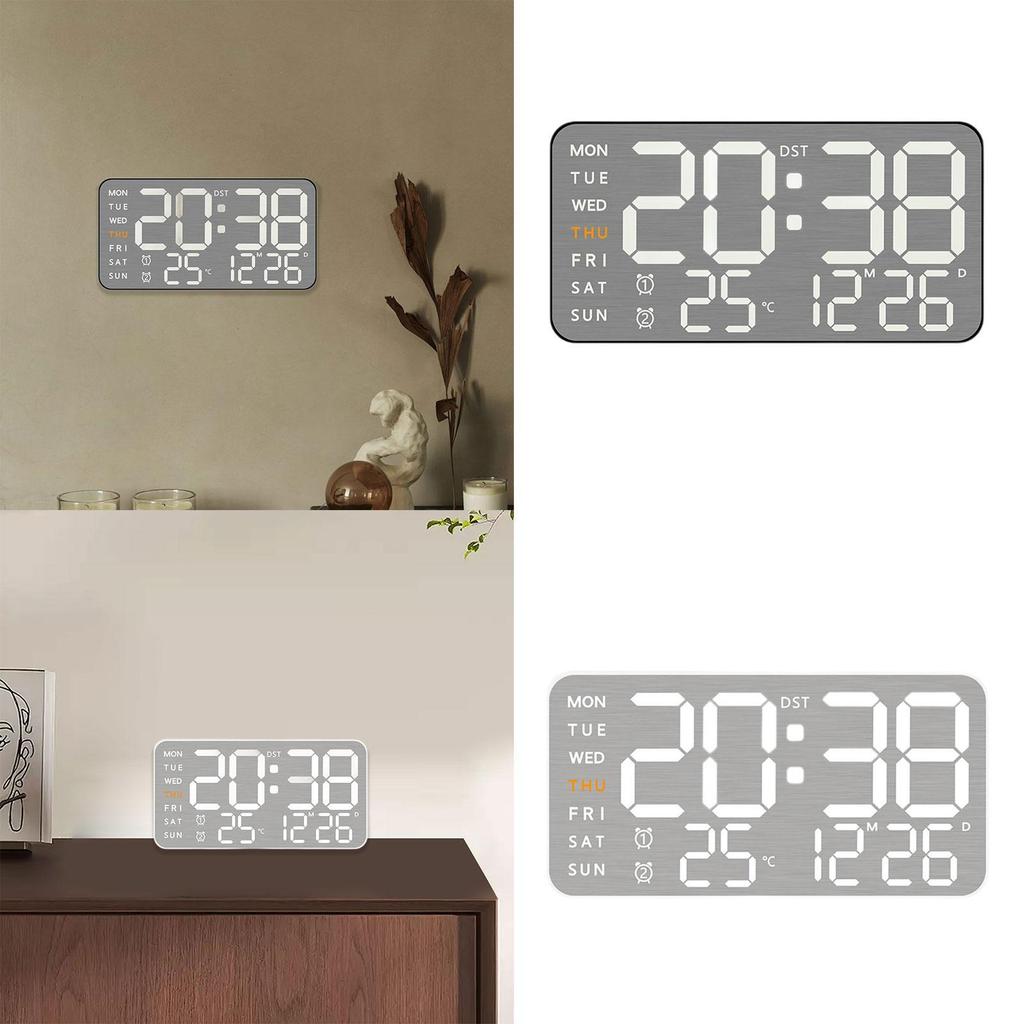 Digital Wall Clock with Week Month Date Display Modern Large Display Premium Feel Silent Table Clock for Room Office Decoration