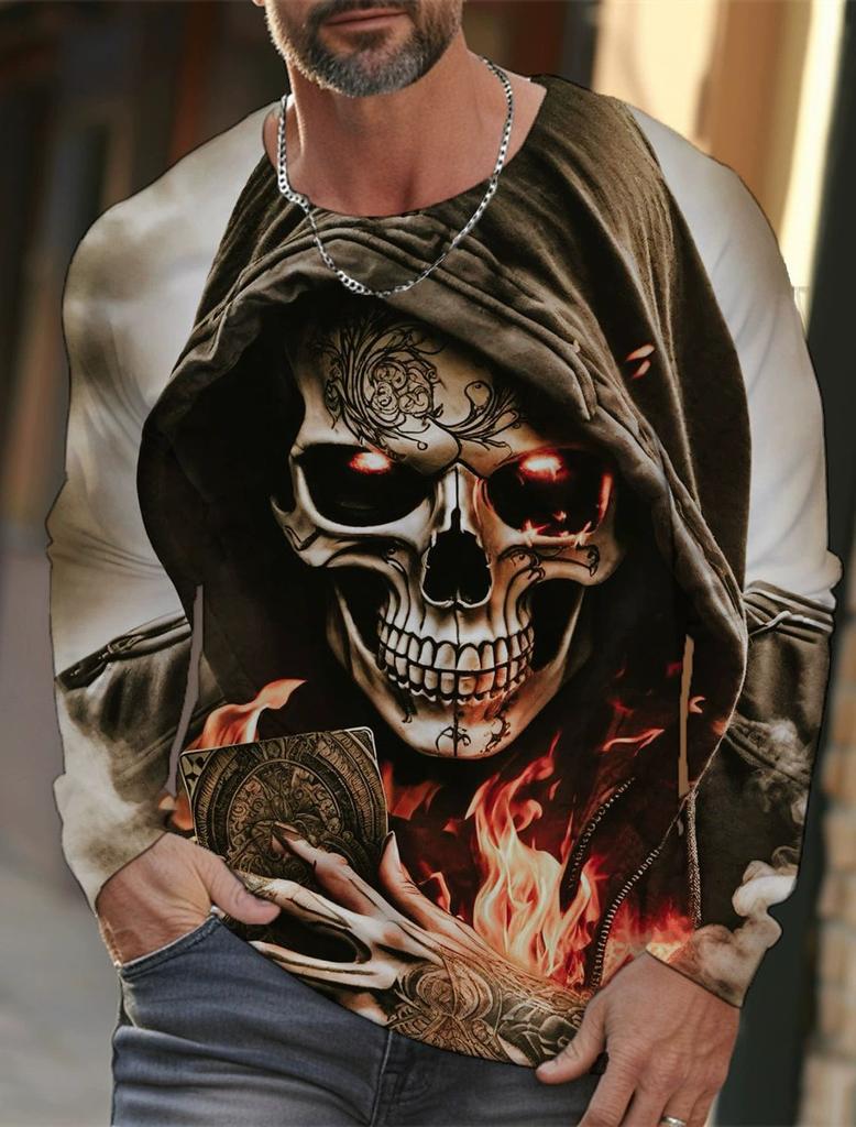 Men's 3D Printed Long Sleeve Crew Neck Shirt