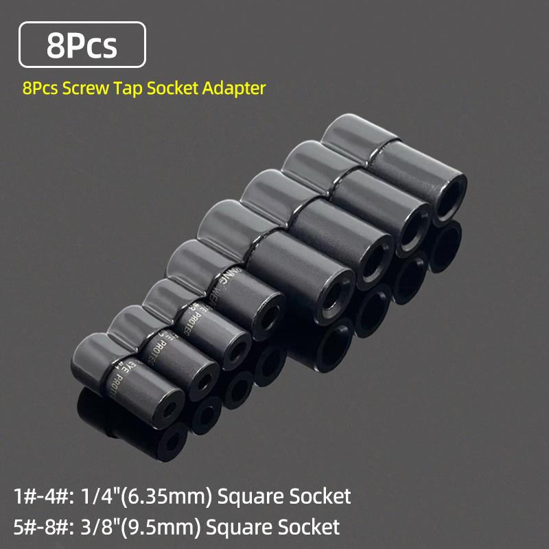 Double Head Square Tap Die Socket Adapter Set Taps Reamer Extractor 1/4" 3/8" Socket Driver Thread Repair Electric Drill Tools
