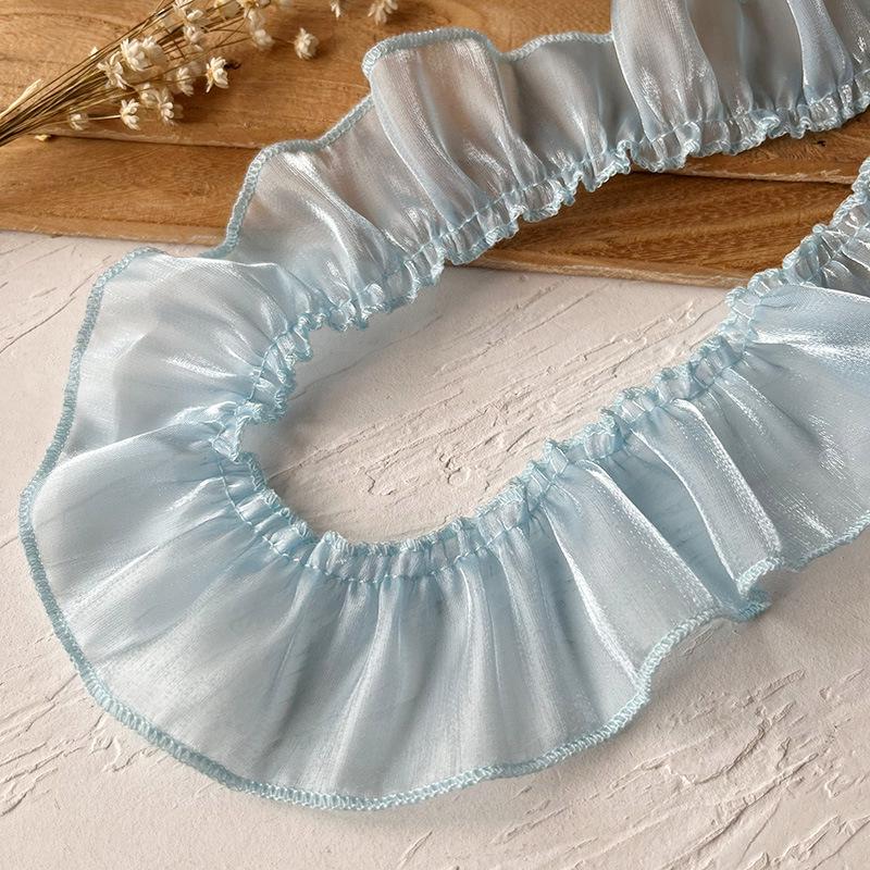 Luxury Blue Lace Trim Ruffle Flounce for DIY Dress Decoration