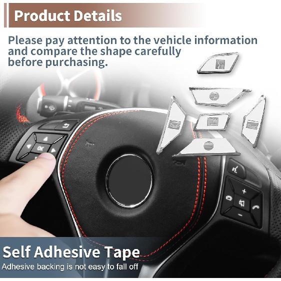 Set of 12 Steering Wheel Button Stickers Cover Switch Button Decoration for Mercedes-Benz a Class 2013-2015 Interior Trim Accessory Black