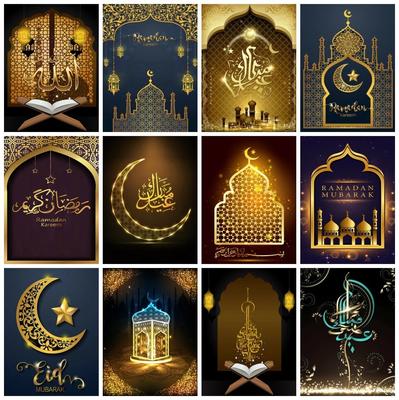 3D-Diamant-Stickerei, muslimischer Mond, Religion, voller quadratischer Bohrer, Diamant-Mosaik, Kirche, Kunsthandwerk, Strass-Set, Heimdekoration