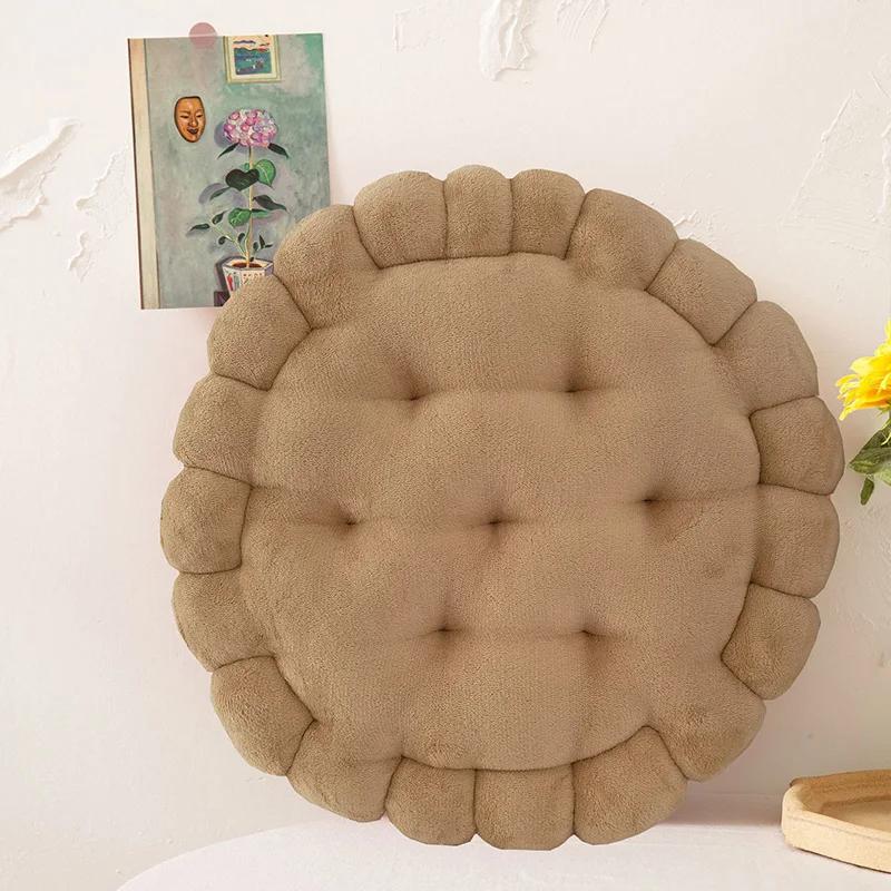 Biscuit Shape Cushion Soft Stuffed Cookie Cushion Creative Pillow Chair Car Seat Pad Home Sofa Decor Cookie Tatami Back Cushion