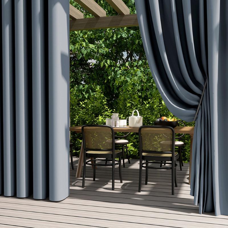 Solid Color Exterior Curtain Suitable  Waterproof Oxford Cloth Privacy Grommet Curtain For Gazebo Front Porch Pergola Patio