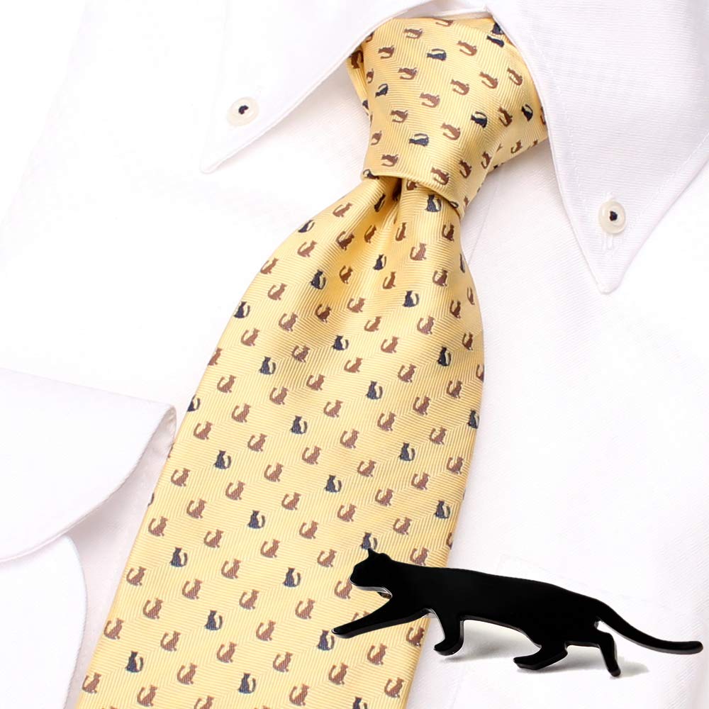 [Dress Code 101] A Must-have for Cat Lovers A Two-piece Set of a Cat-themed Tie and Tie Clip, Complete with a Box. A Fun and Stylish Gift for Men.