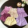 Girls Summer Plaid Sleeveless Top And Shorts Set Toddler Baby Fashionable Casual Two Piece Outfit For Weather