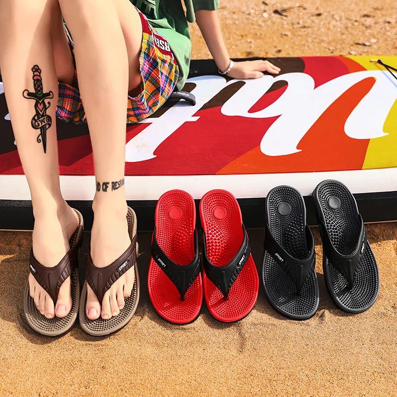 Fashion Plus Big Size 46 Men Slippers Massage Flip Flops for Men Summer Beach Shoes Breathable Sandals Men Luxury Slides