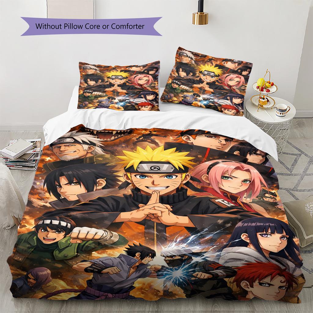 Naruto Bedding Set, 1 Duvet Cover & 2 Pillowcases, Home Bedroom, Perfect Gift for Naruto Fans