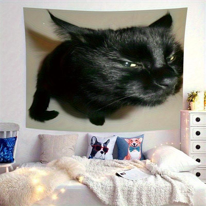 

VIKAMA Funny Black Cat Tapestry Magical Emojis Cat Background Cloth Personalized Fun Living Room Decoration 74x94cm(29x37in)