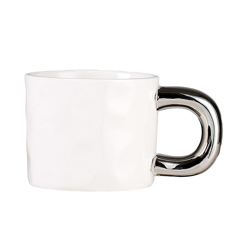 Light Luxury High Value Ceramic Cup with Spoon Electroplated Bear Mug High End Niche Design Cup Export Coffee Cup