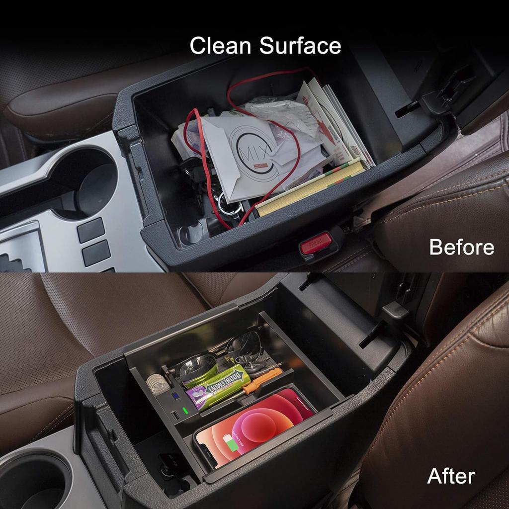 CarQiWireless 2024 Upgrades Kabelloses Ladegerät/Organizer-Ablage für die Mittelkonsole für Toyota 4runner 2010-2024 2023, kabelloses Telefon-Ladepad für Toyota