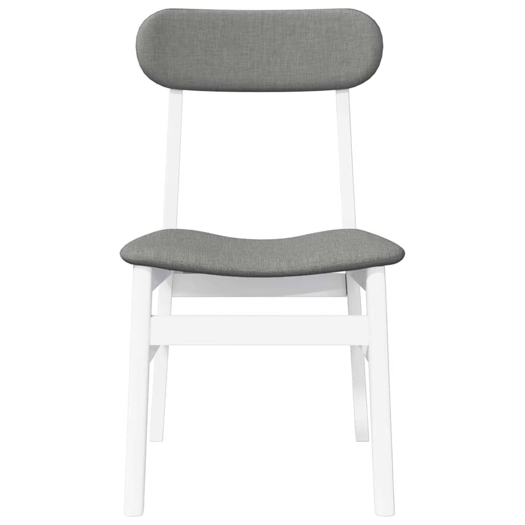 Dining Chairs with Cushions 2 pcs White Solid Rubberwood